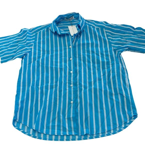 Faithful the Brand Shirt Womens Medium Blue White Maya Striped Arden Top - Picture 2 of 10
